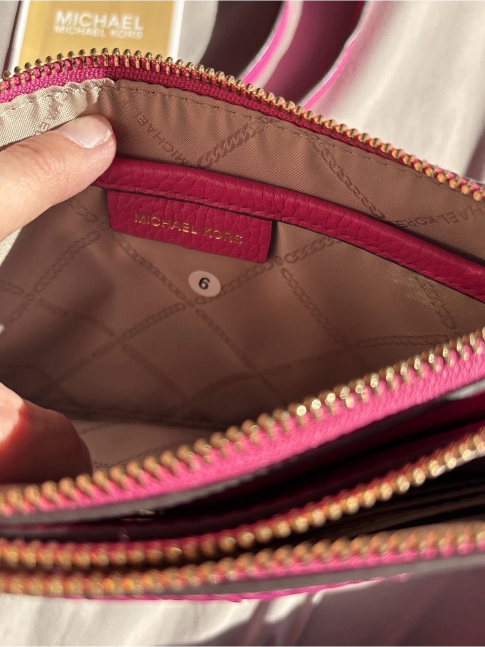 Michael Kors Jet Set LG DBL Pouch Shoulder/Crossbody, Wild Berry/Deep Pink - Picture 6 of 14